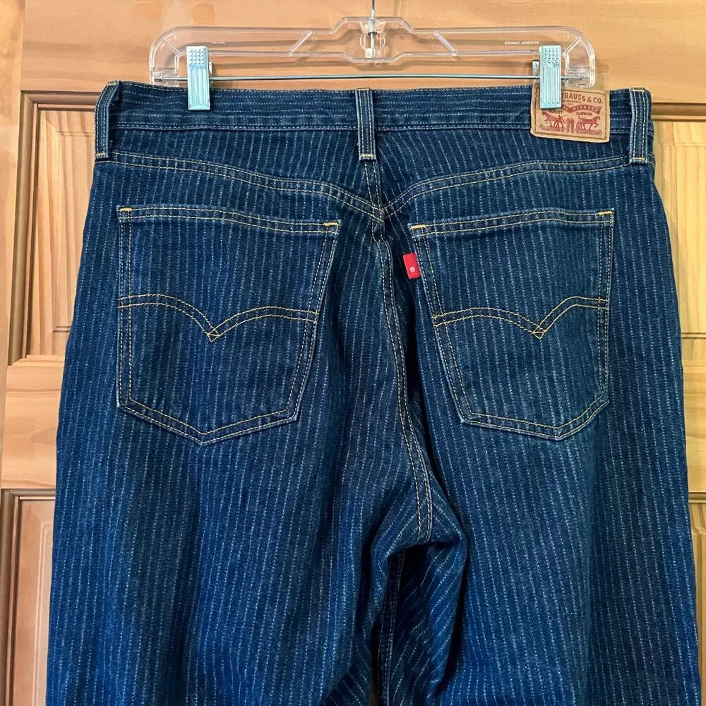 Levi's Blue Pin Stripe Straight Leg Jeans Classic Fit 34 - Picture 5 of 12